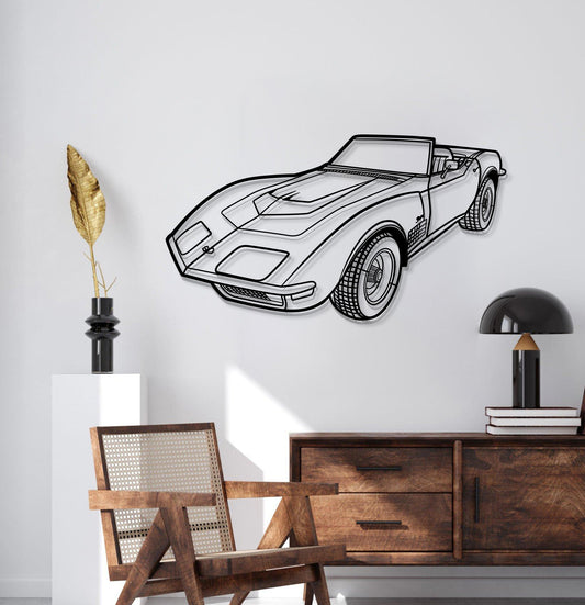 1970 Corvette LT1 Perspective Metal Car Wall Art