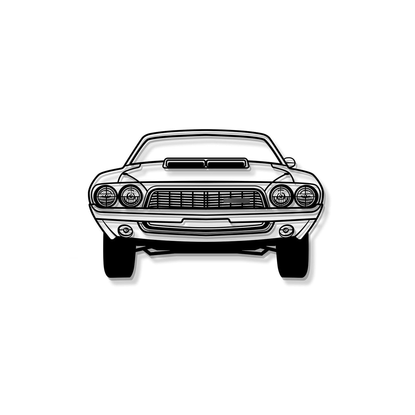1972 Challenger Front View Metal Car Wall Art