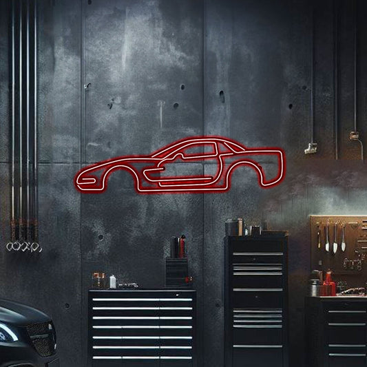 Corvette C5 Metal Neon Car Wall Art