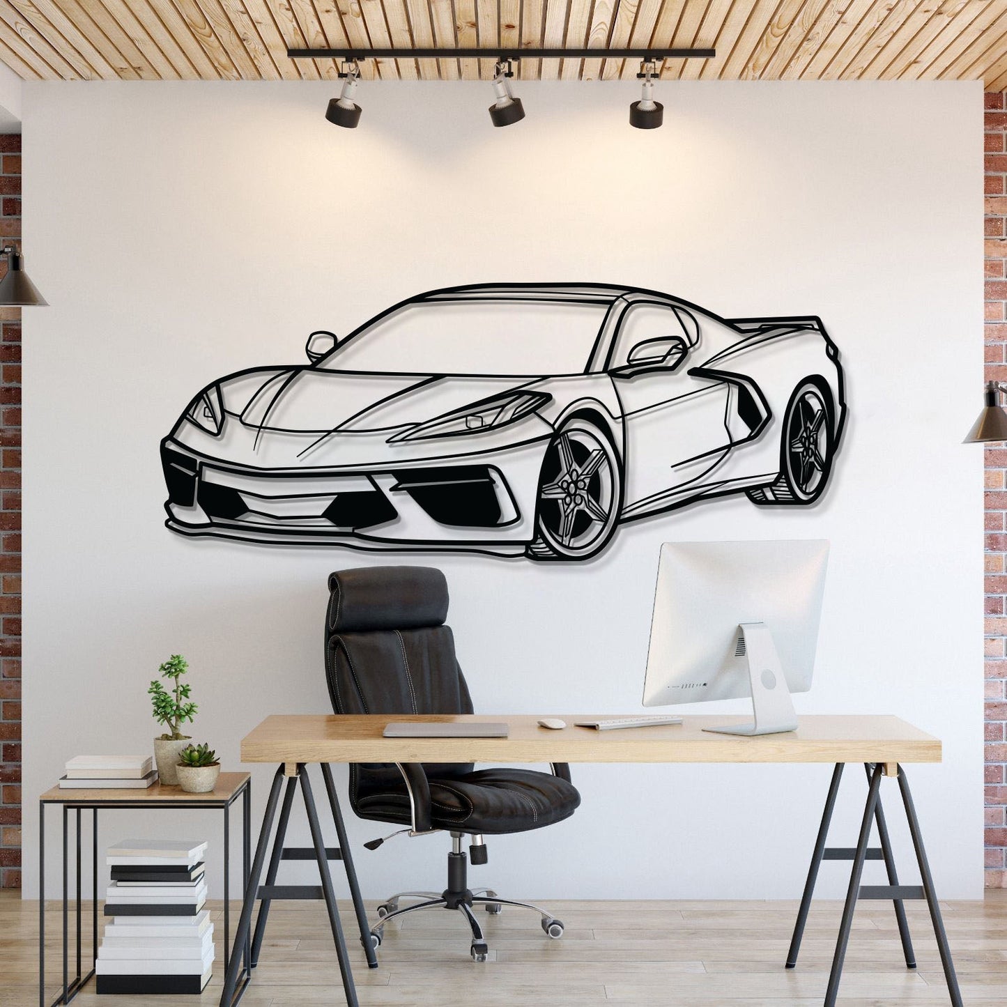 Corvette C8 Perspective Metal Car Wall Art