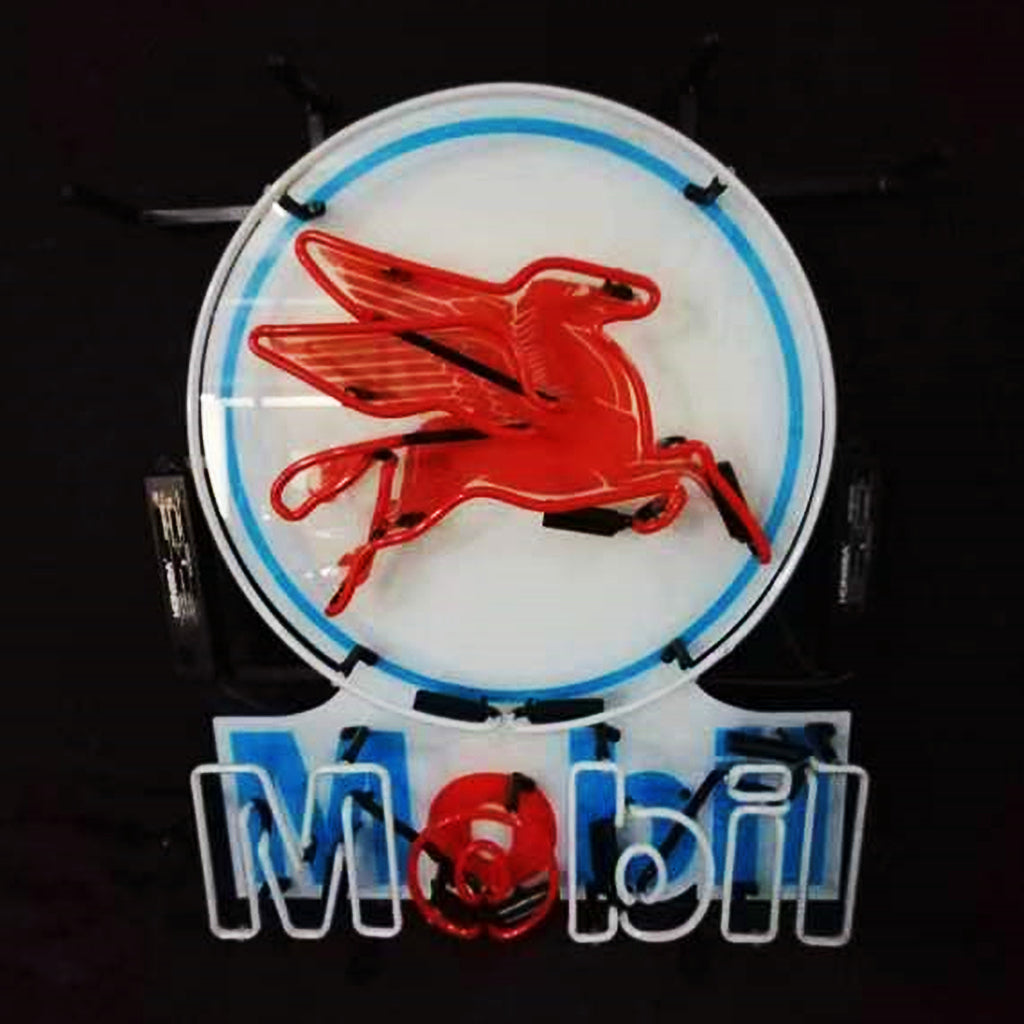 Mobil Gas Oil Flying Horse Neon Sign | Detroit Rod and Custom