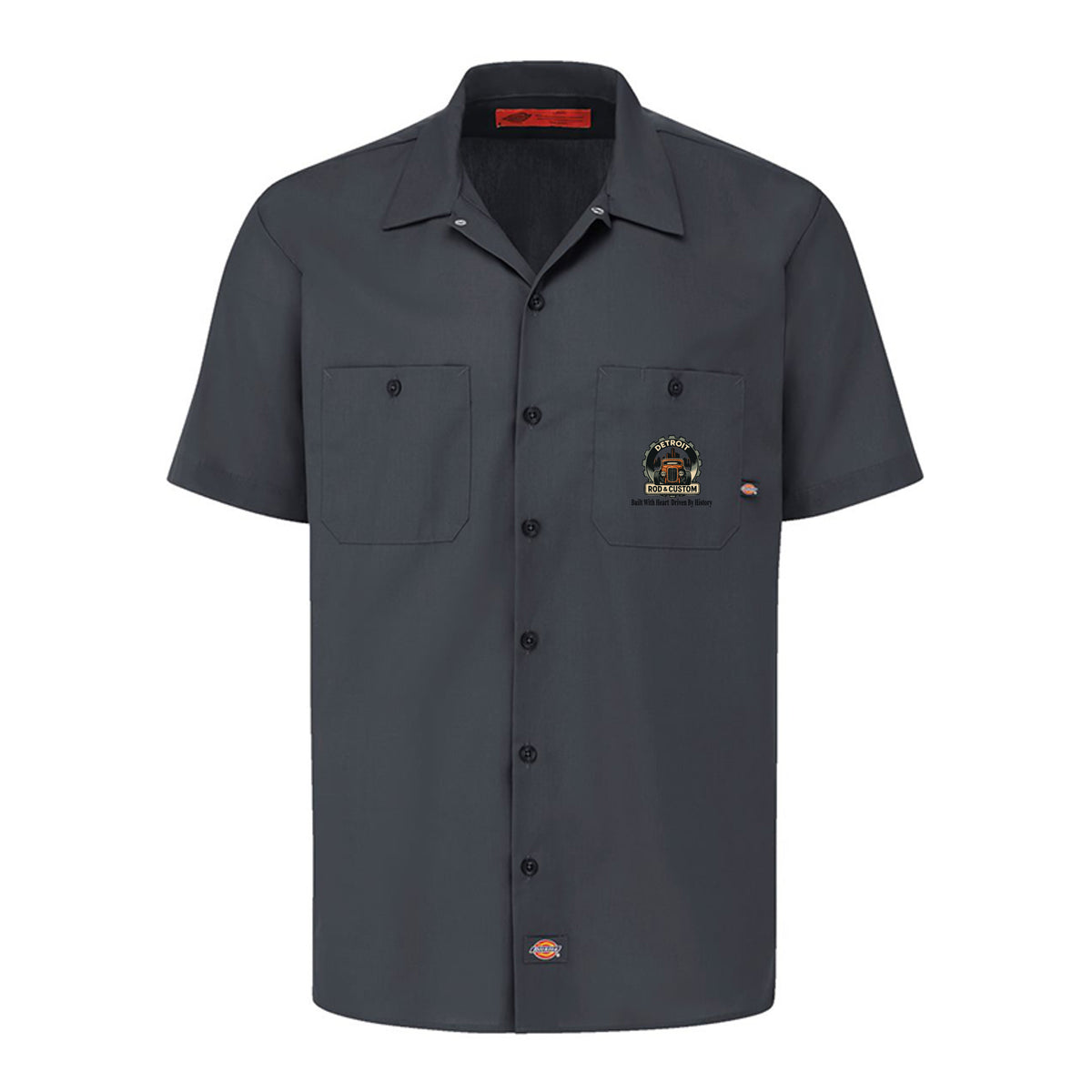 Dark Charcoal Dickies work shirt, front view, with a small DRC logo on the chest.