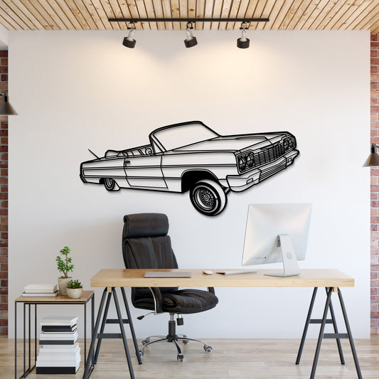 1964 Impala Convertible Lowrider Perspective Metal Car Wall Art