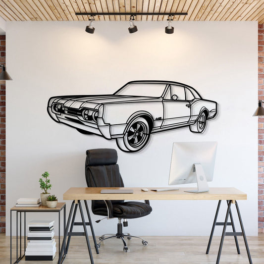 1967 Cutlass 442 Hardtop Perspective Metal Car Wall Art