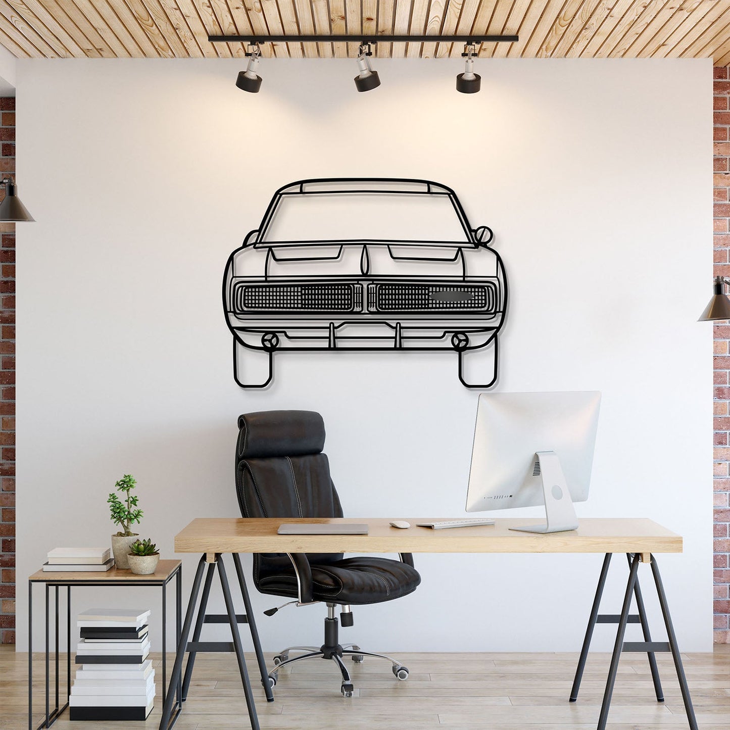 1969 Charger Front View Metal Car Wall Art