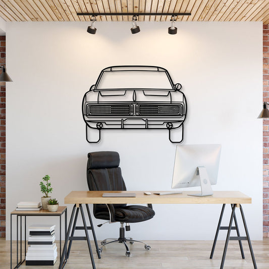 1969 Charger Front View Metal Car Wall Art