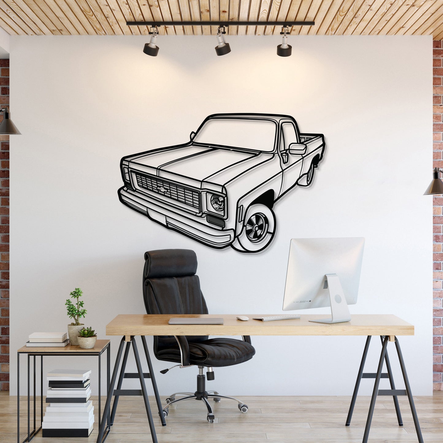 1973 C10 Perspective Metal Car Wall Art
