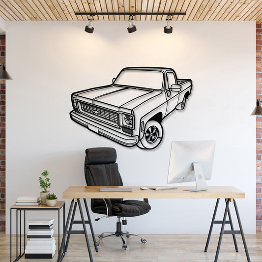 1973 C10 Perspective Metal Car Wall Art
