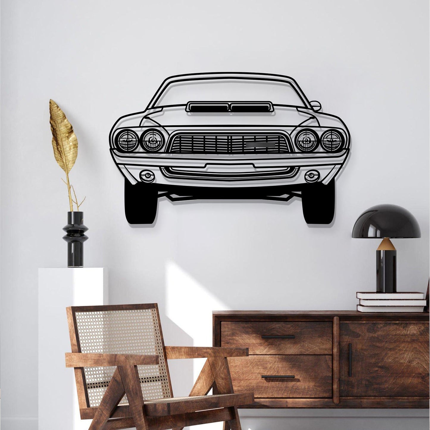 1972 Challenger Front View Metal Car Wall Art