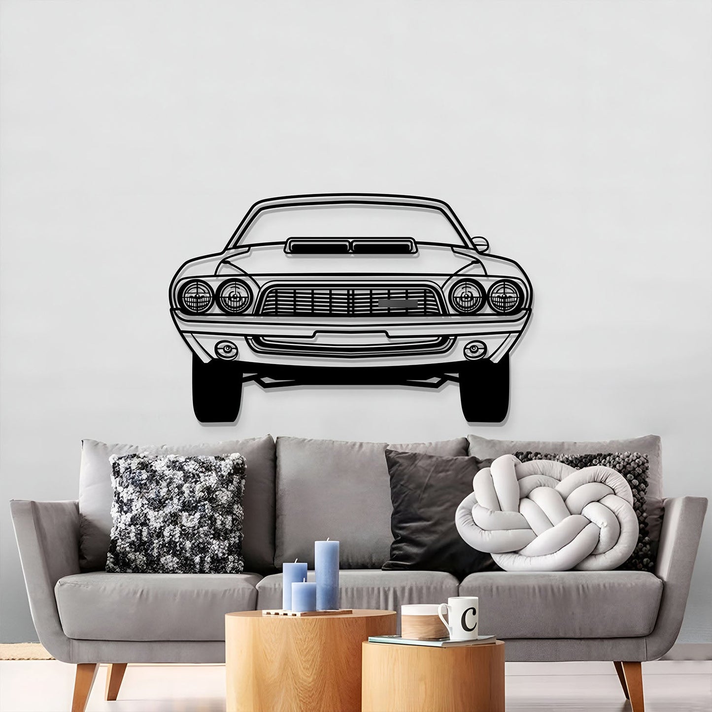1972 Challenger Front View Metal Car Wall Art