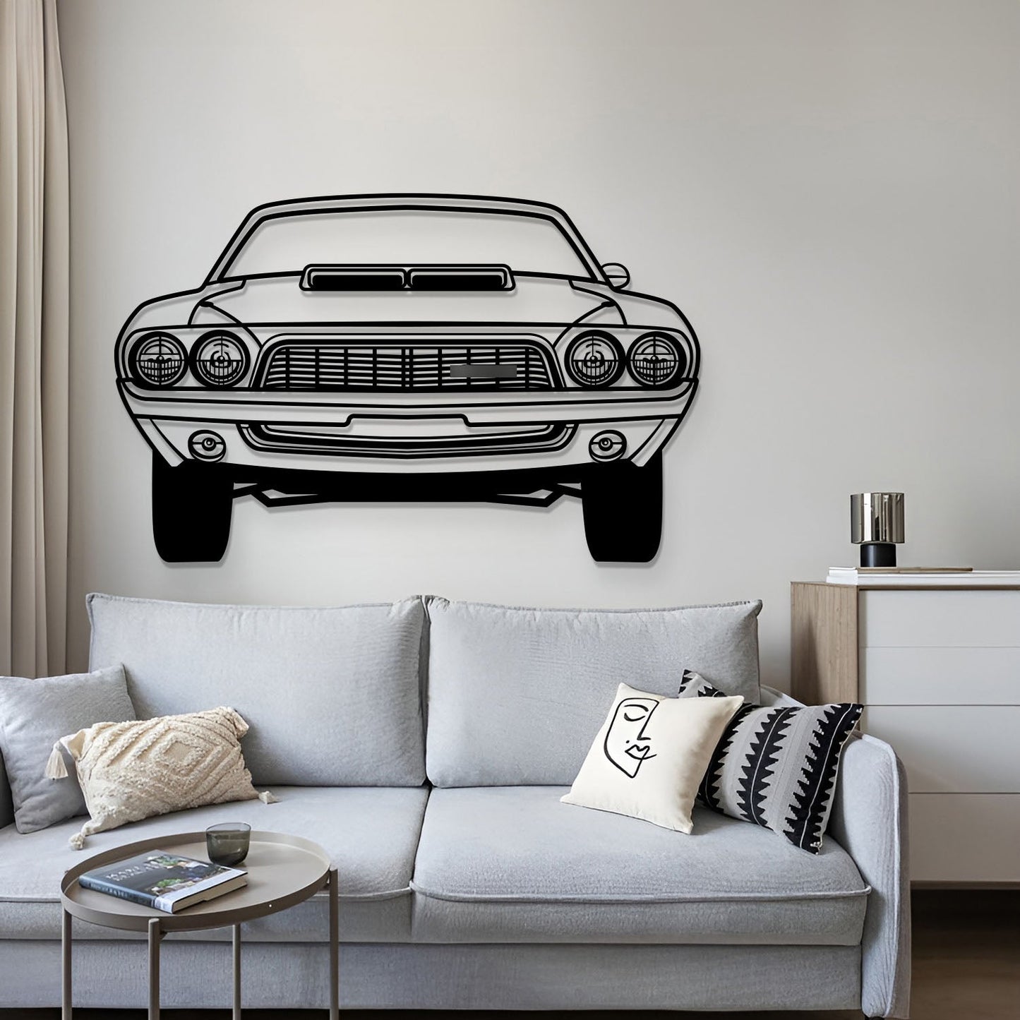 1972 Challenger Front View Metal Car Wall Art