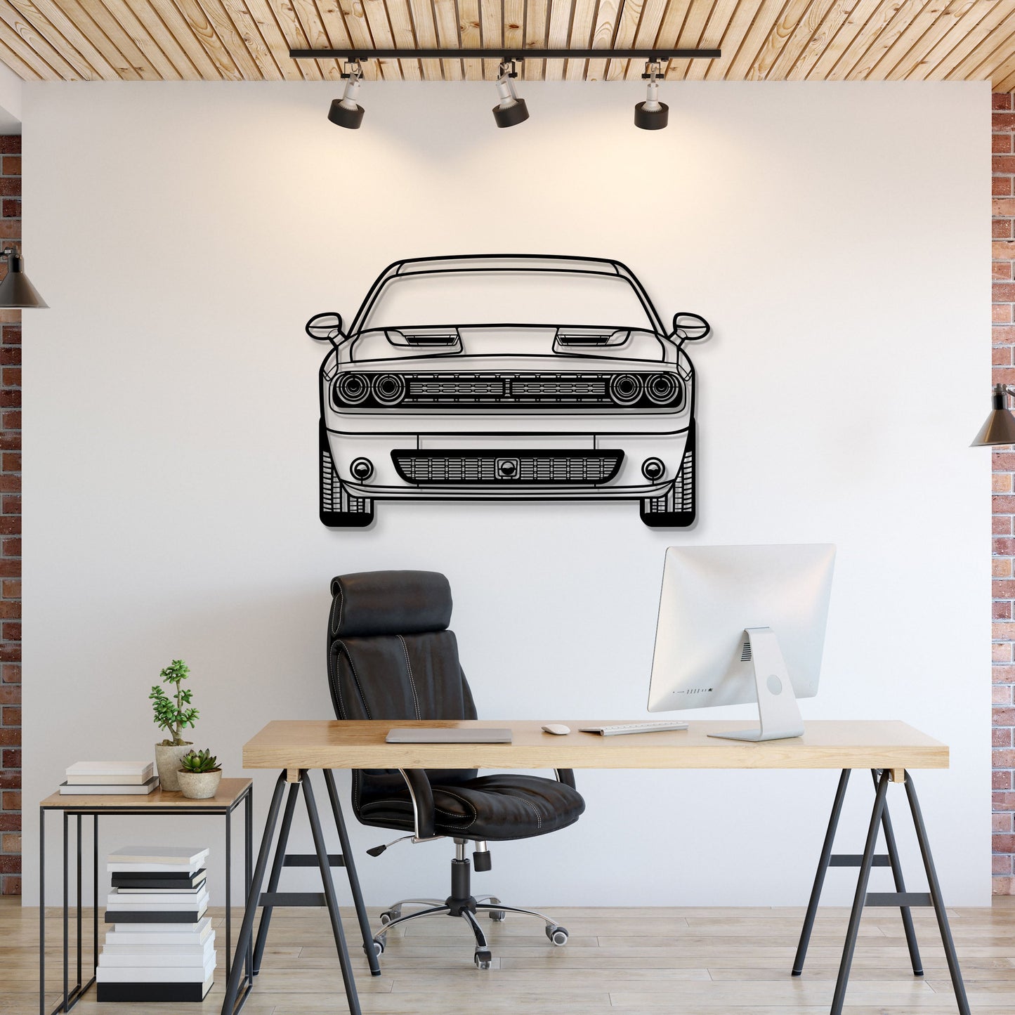 2021 Challenger Front View Metal Car Wall Art