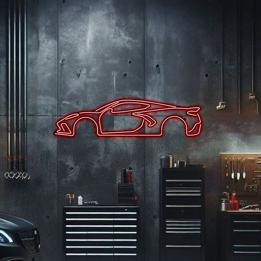 Corvette C8 Metal Neon Car Wall Art