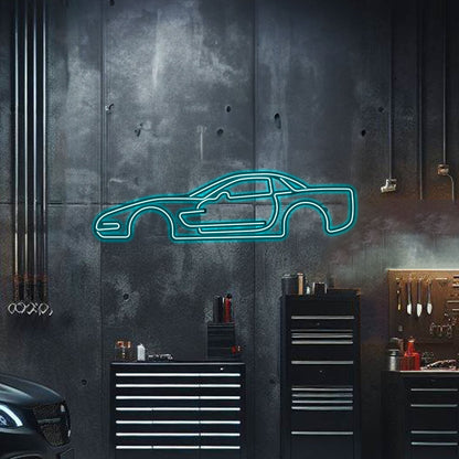 Corvette C5 Metal Neon Car Wall Art