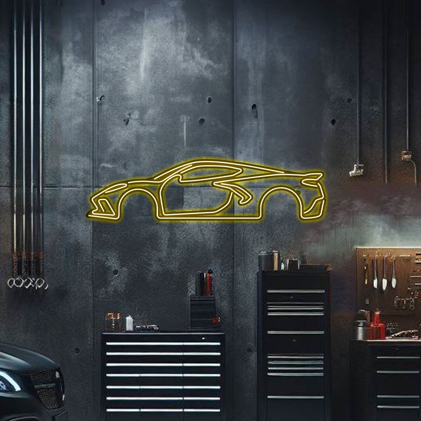Corvette C8 Metal Neon Car Wall Art