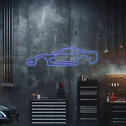 Corvette C5 Metal Neon Car Wall Art