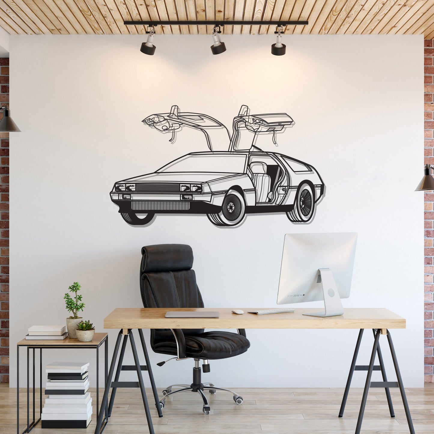 DeLorean Perspective Metal Car Wall Art