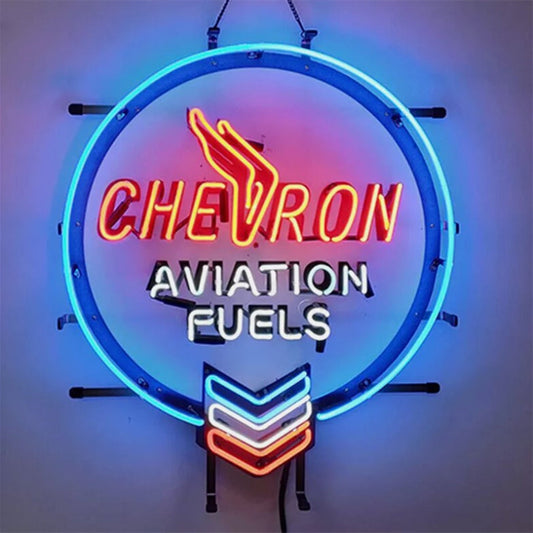 Chevron Aviation Fuels Gasoline Neon Sign | Detroit Rod and Custom