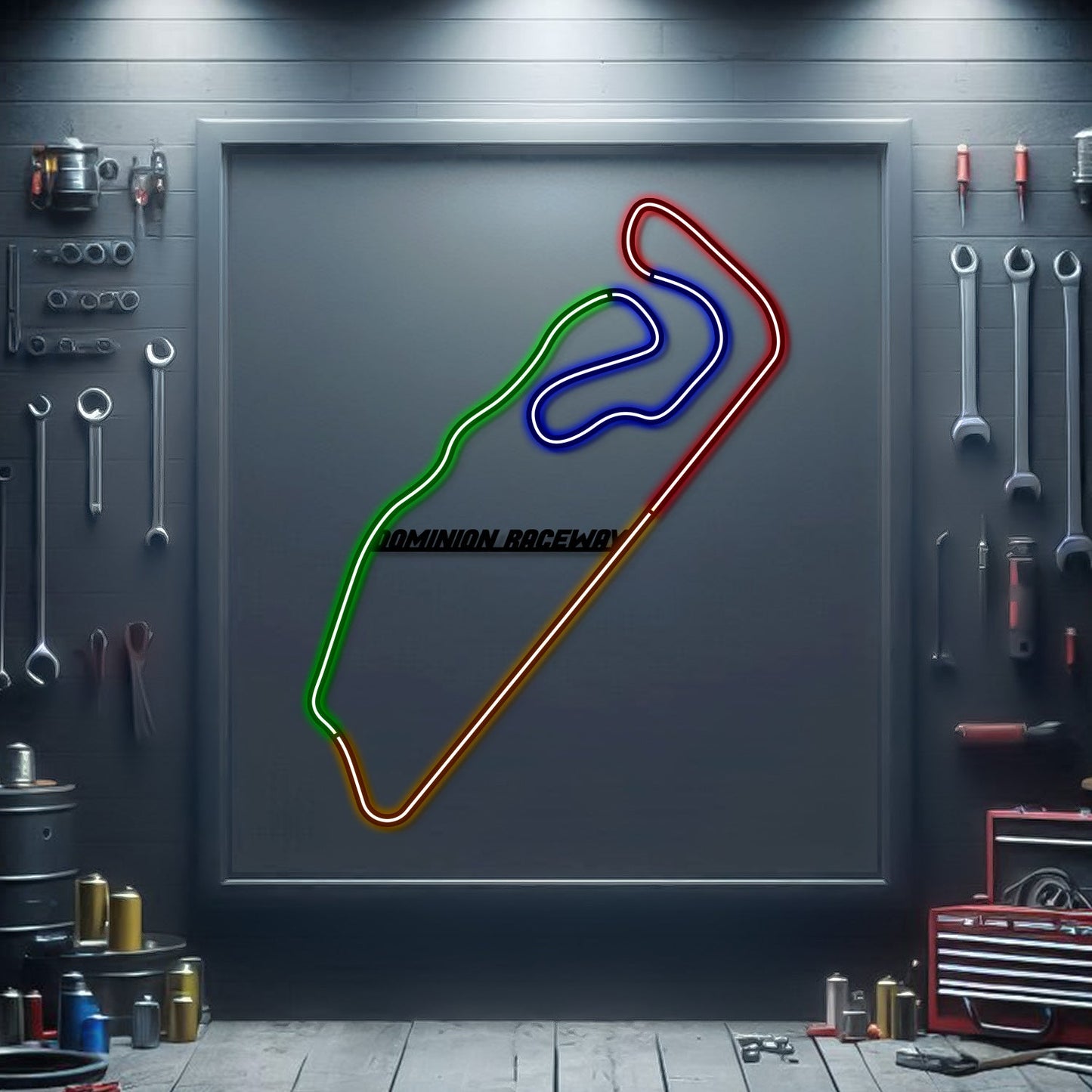 Dominion Raceway Metal Neon Race Track