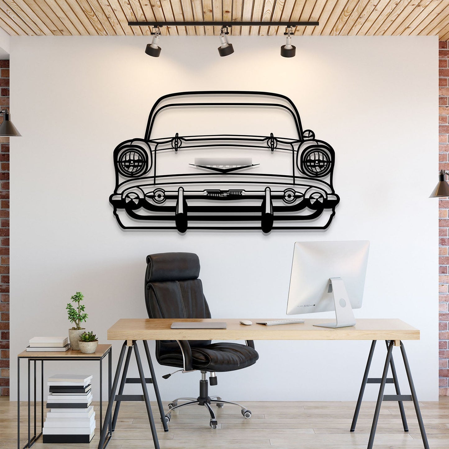 1957 Bel Air Front View Metal Car Wall Art
