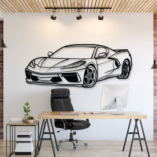 Corvette C8 Perspective Metal Car Wall Art