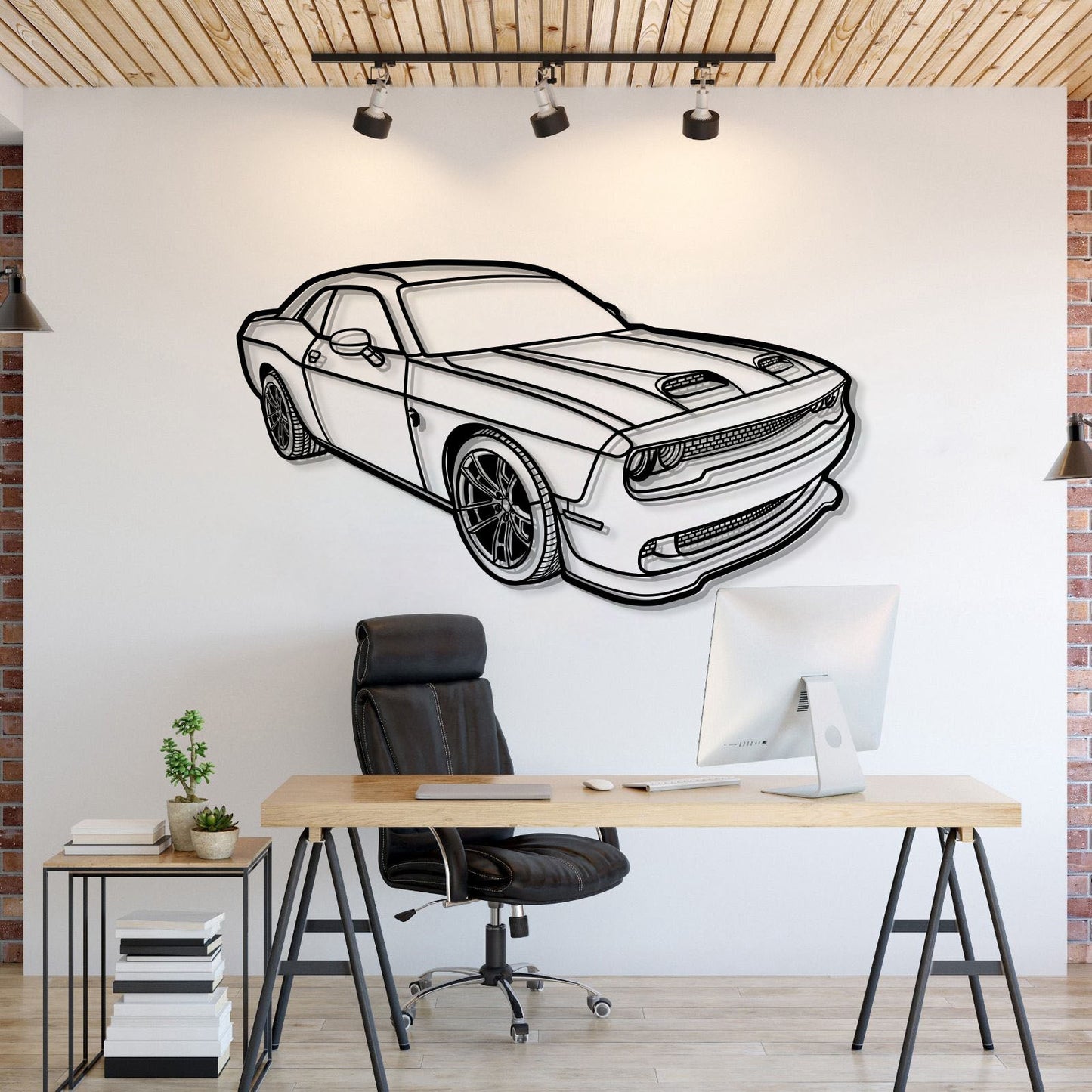2023 Challenger Hellcat Perspective Metal Car Wall Art