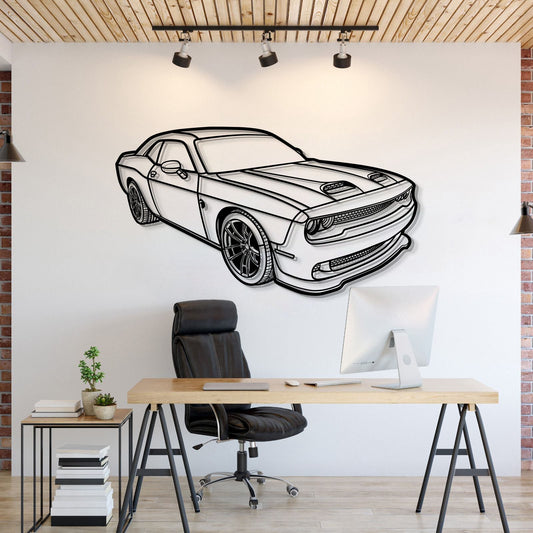 2023 Challenger Hellcat Perspective Metal Car Wall Art