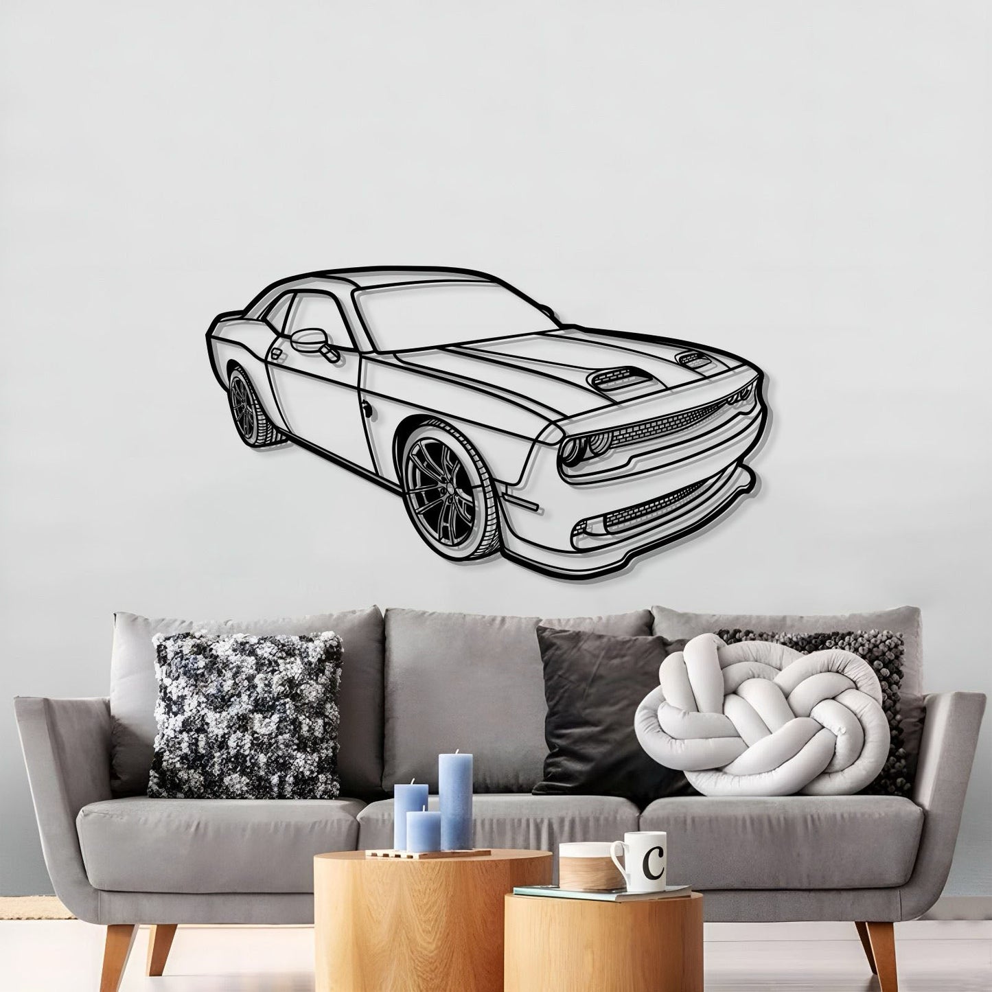2023 Challenger Hellcat Perspective Metal Car Wall Art