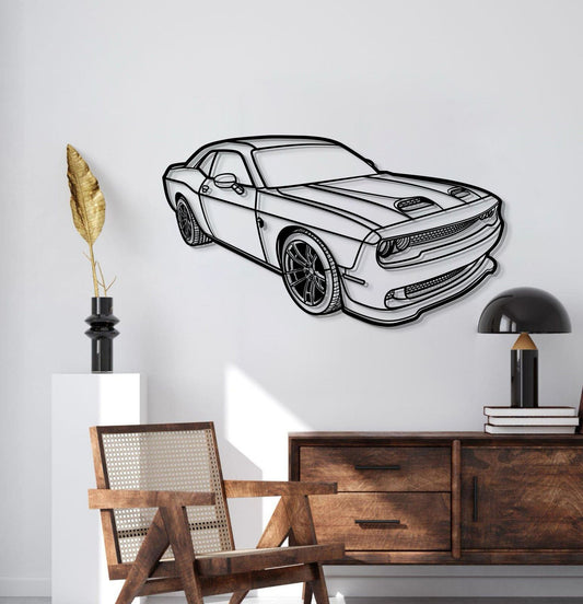 2023 Challenger Hellcat Perspective Metal Car Wall Art