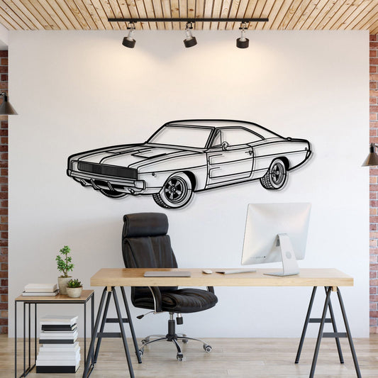 1968 Charger R-T Perspective Metal Car Wall Art