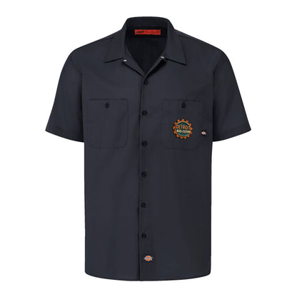 Black Dickies short-sleeve work shirt, front view, with a small DRC logo on the chest.