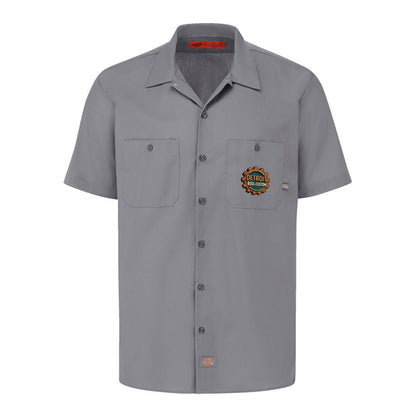 Graphite Grey Dickies short-sleeve work shirt, front view, with a small DRC logo on the chest.