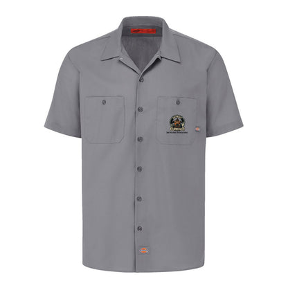 Graphite Grey Dickies work shirt, front view, with a small DRC logo on the chest.