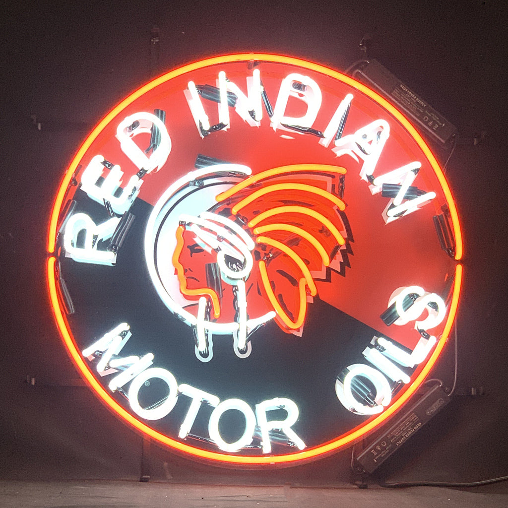 Red Indian Motor Oils Neon Sign | Detroit Rod and Custom