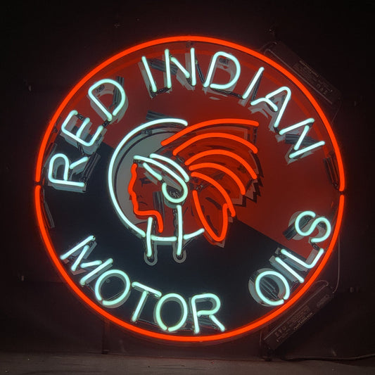 Red Indian Motor Oils Neon Sign | Detroit Rod and Custom